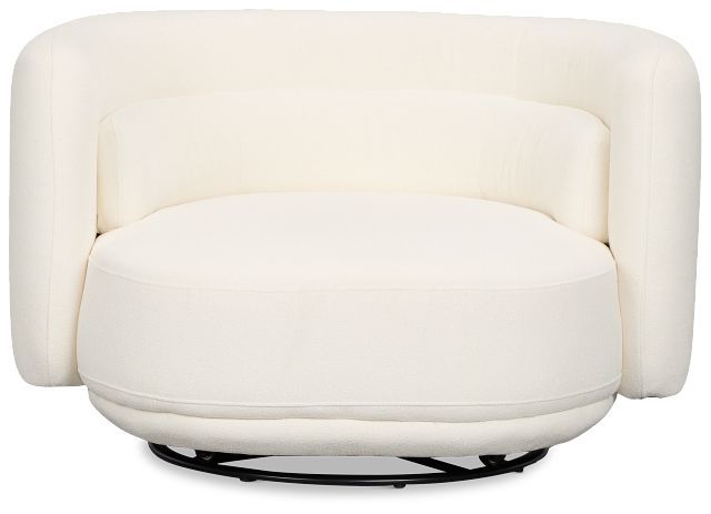 Presley White Fabric Swivel Chair