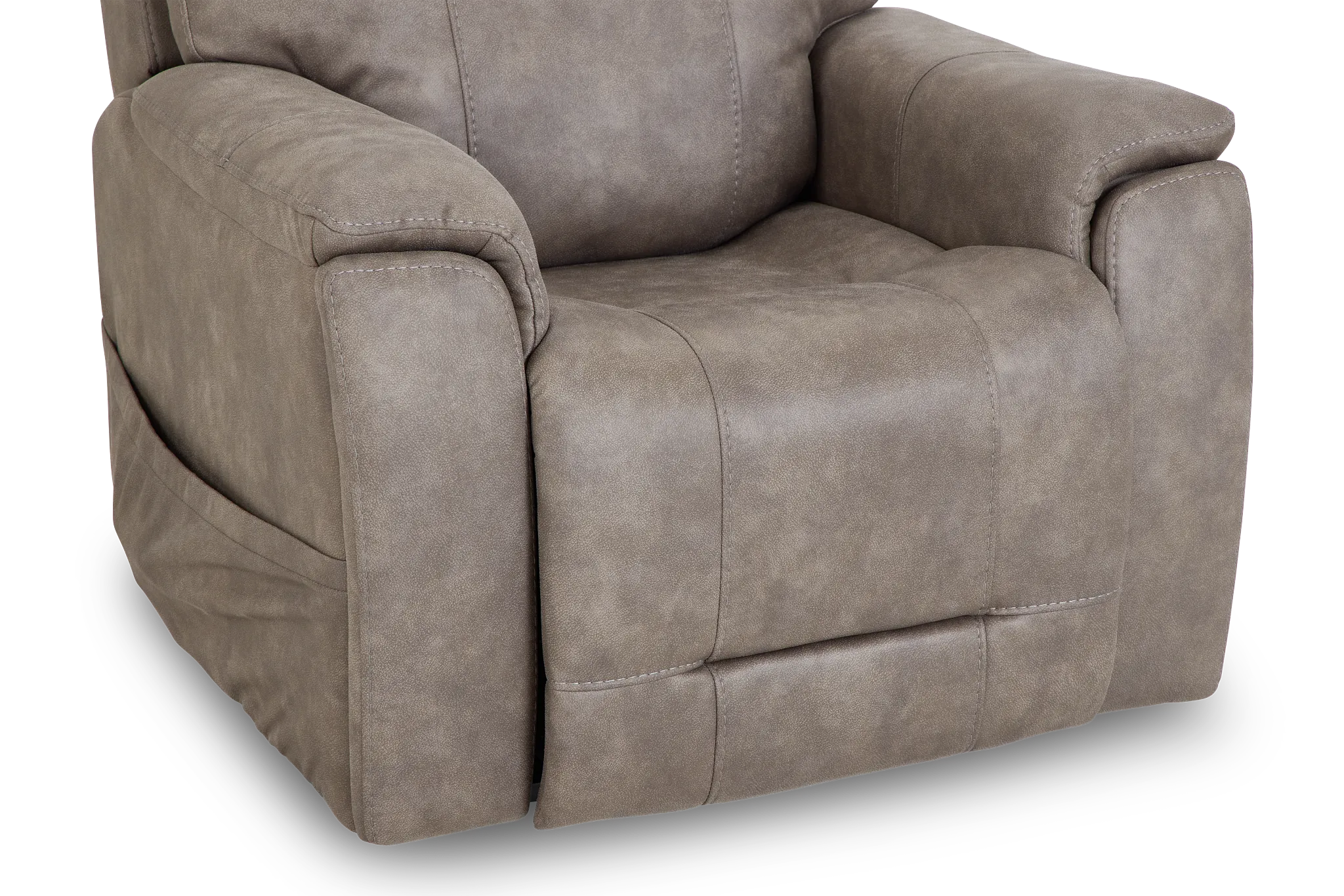 Akron Taupe Micro Power Lift Recliner With Power Lumbar