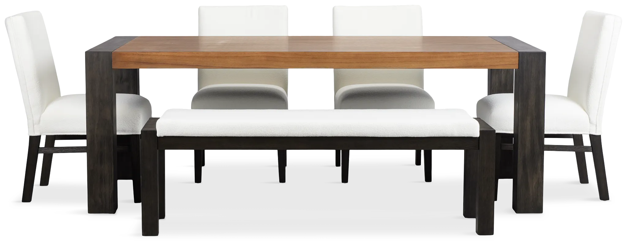 Jackson Two-tone Rectangular Table With 4 Side Chairs & Bench