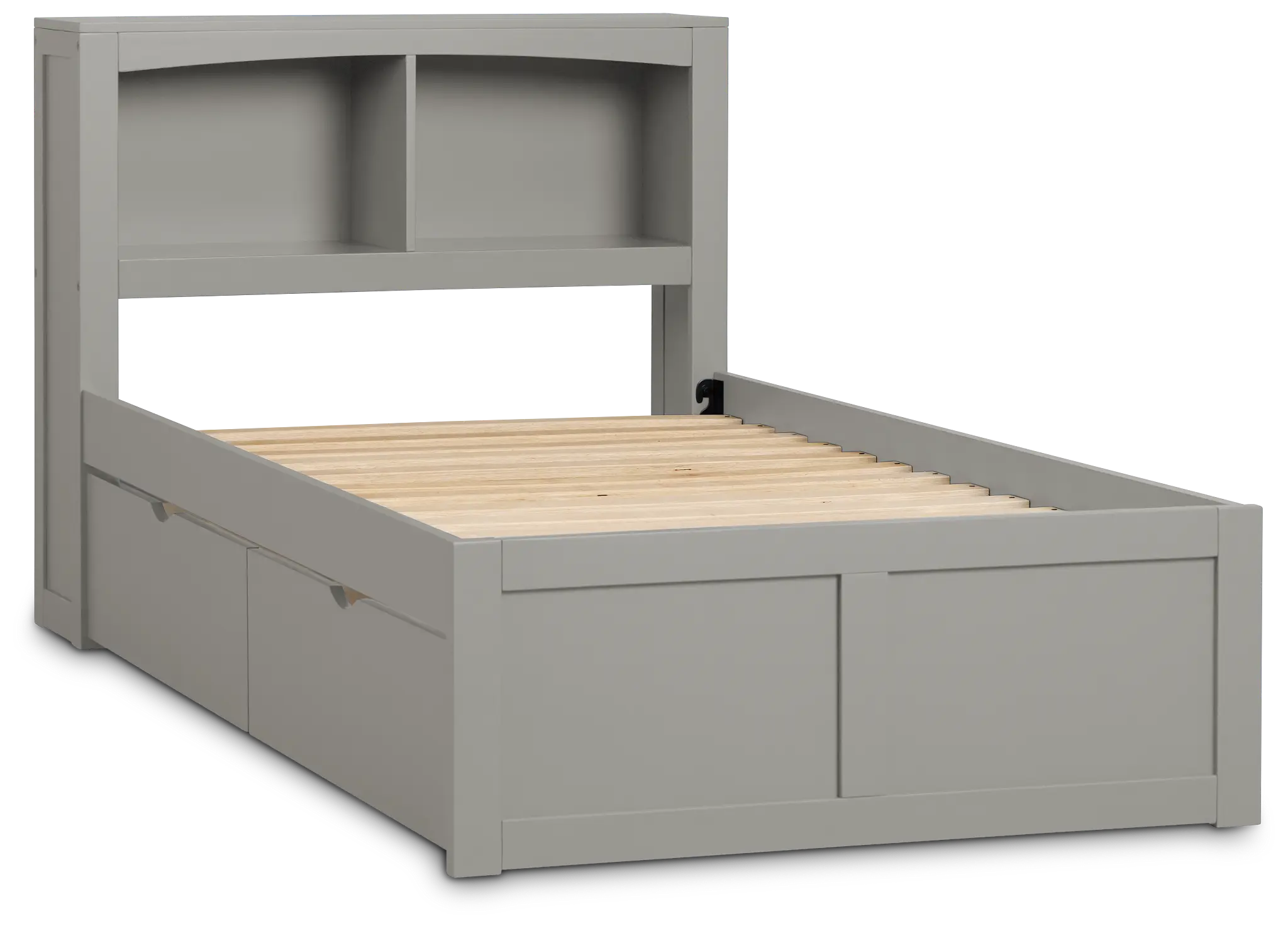 Charleston Gray Bookcase Bed With 2 Storage Drawers Charleston Gray Bookcase Bed With 2 Storage Drawers