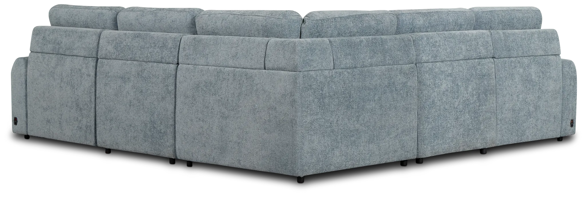 Hendrix Light Blue Fabric Small Two Arm Power Extension Chaise Sectional