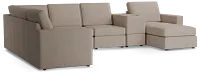 Citymod Beige Fabric Large Right Chaise Sectional With Media Console