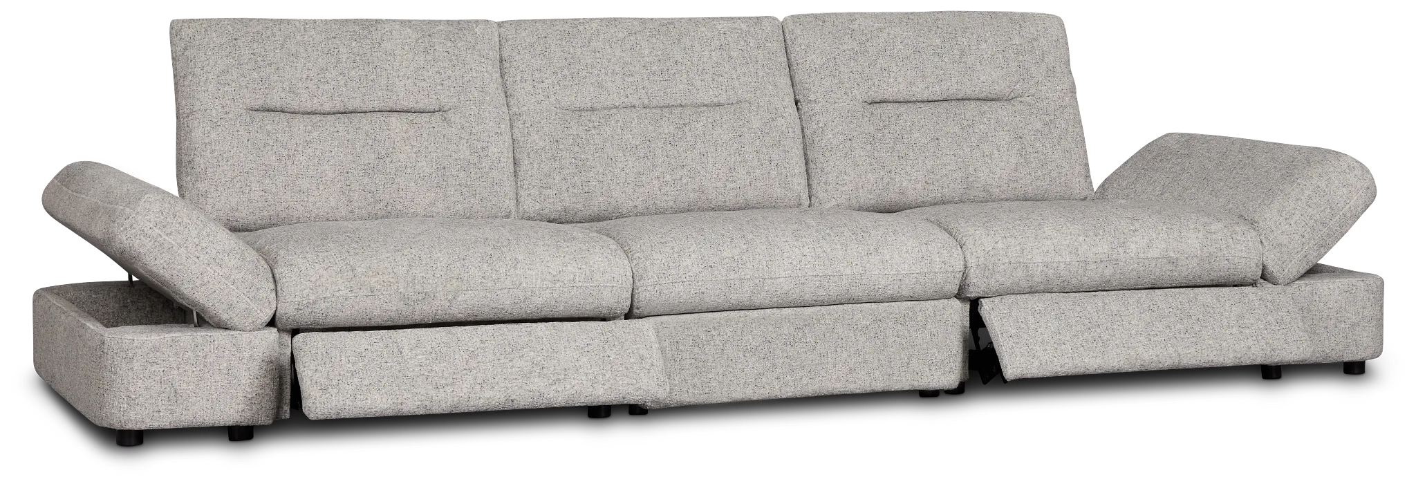 Mila Gray Fabric 3-piece Modular Power Sofa