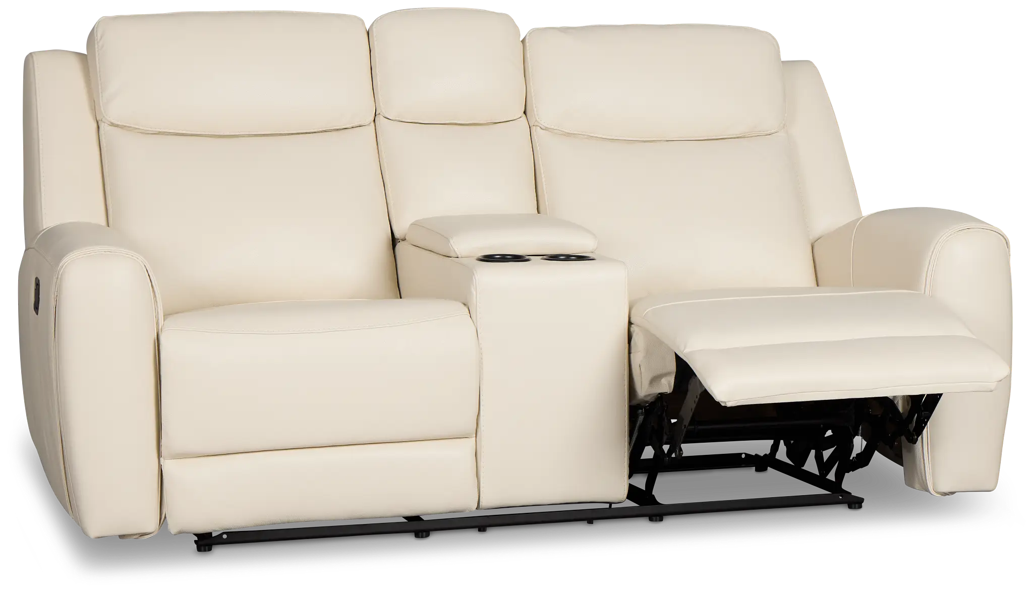 Walker Ivory Lthr/vinyl Reclining Console Loveseat Walker Ivory Lthr/vinyl Reclining Console Loveseat