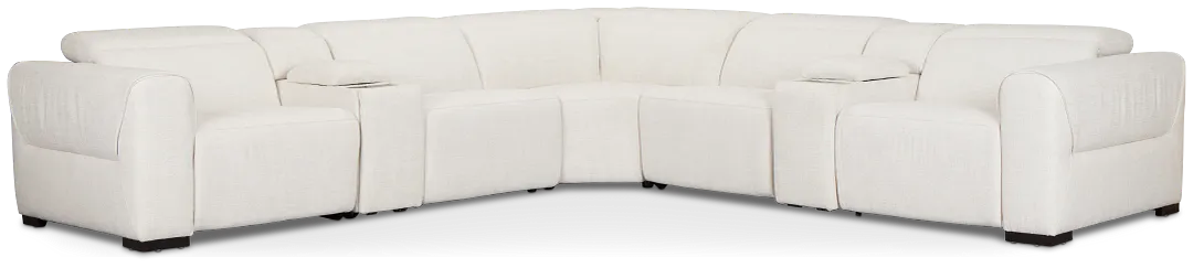 Ellis Light Beige Fabric Large Triple Power Reclining Two-arm Sectional