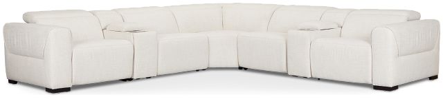 Ellis Light Beige Fabric Large Triple Power Reclining Two-arm Sectional