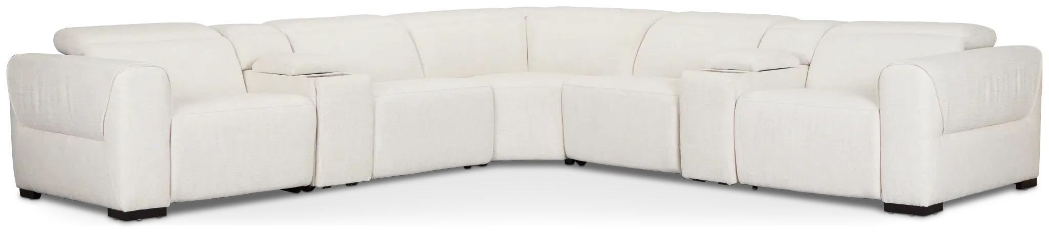Ellis Light Beige Fabric Large Triple Power Reclining Two-arm Sectional Ellis Light Beige Fabric Large Triple Power Reclining Two-arm Sectional