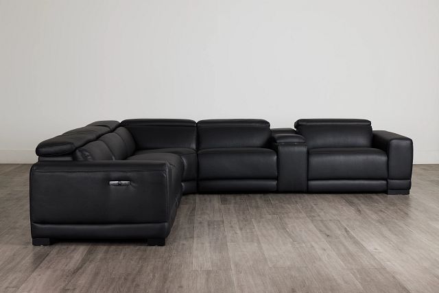 Lombardy Black Micro Medium Triple Power 2-arm Sectional