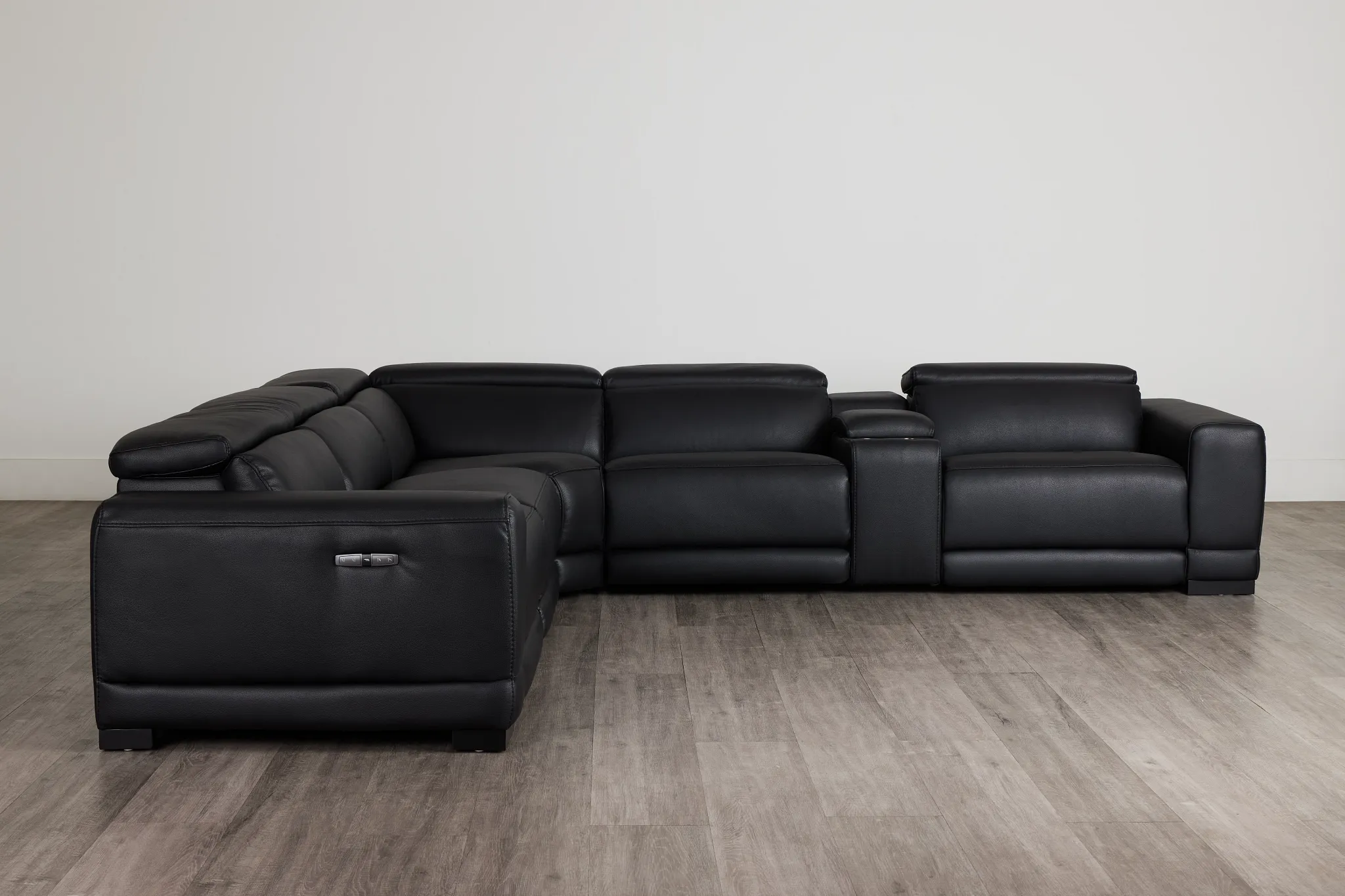 Lombardy Black Micro Medium Triple Power 2-arm Sectional