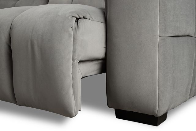 Gemma Light Gray Velvet Small Right Chaise Power Reclining Sectional