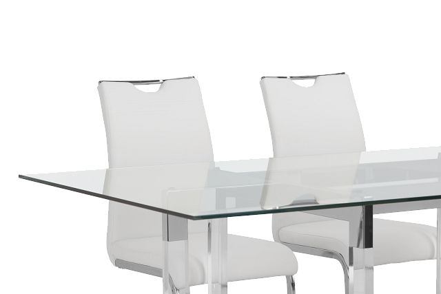 Denmark Glass Rect Table & 4 Upholstered Chairs
