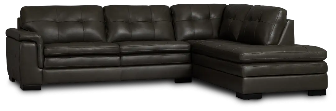 Braden Dark Gray Leather Small Right Bumper Sectional Braden Dark Gray Leather Small Right Bumper Sectional