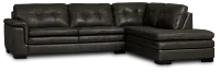 Braden Dark Gray Leather Small Right Bumper Sectional