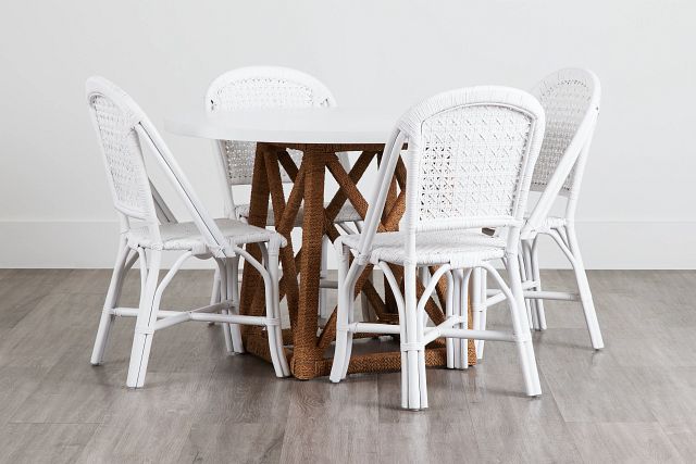 Greenwich Two-tone Round Table & 4 White Rattan Chairs (0)