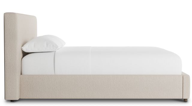 Grayton Linen Beige 44" Upholstered Platform Bed