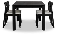 Santorini Black Rect Table & 4 Upholstered Chairs