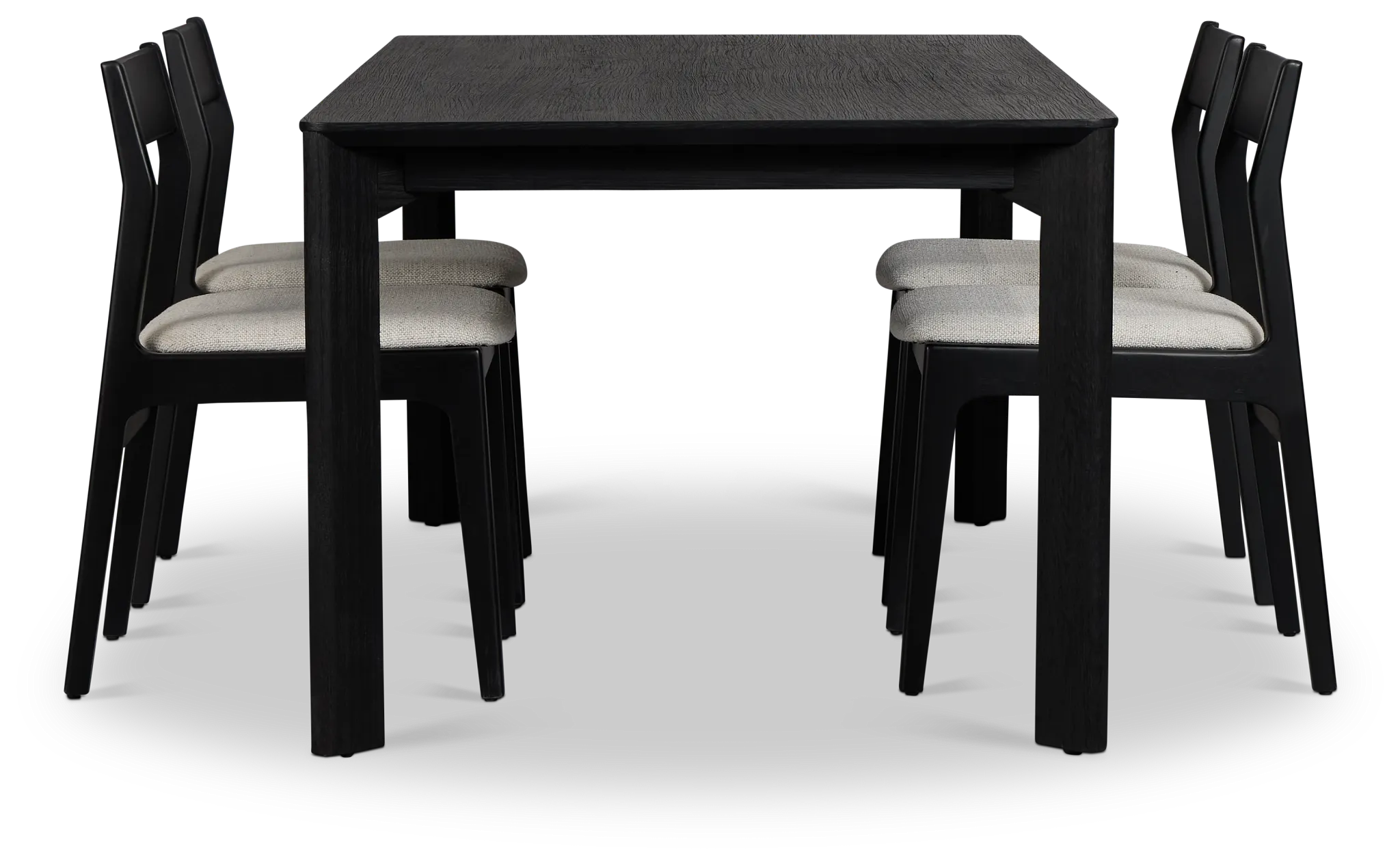 Santorini Black Rect Table & 4 Upholstered Chairs