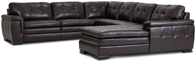 Braden Dark Brown Leather Medium Right Chaise Sectional