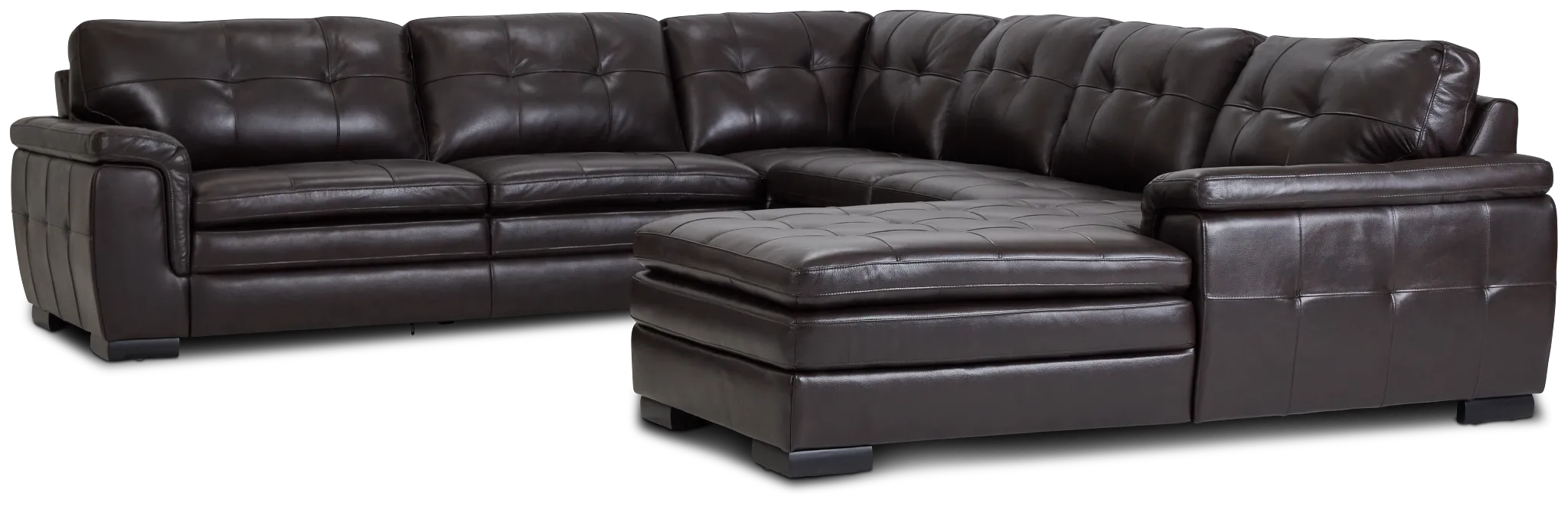Braden Dark Brown Leather Medium Right Chaise Sectional