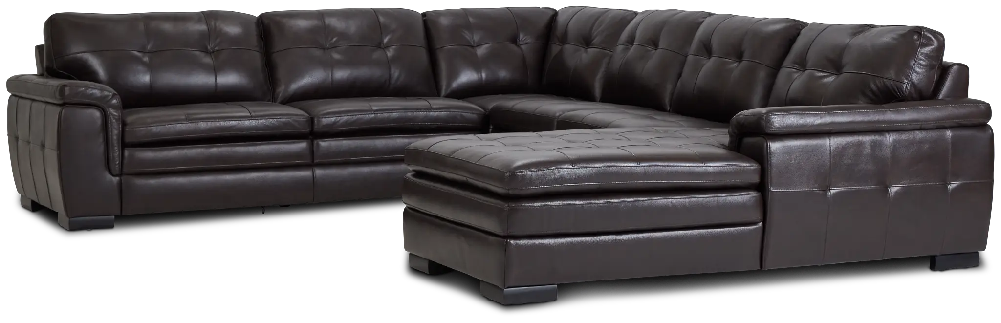 Braden Dark Brown Leather Medium Right Chaise Sectional Braden Dark Brown Leather Medium Right Chaise Sectional
