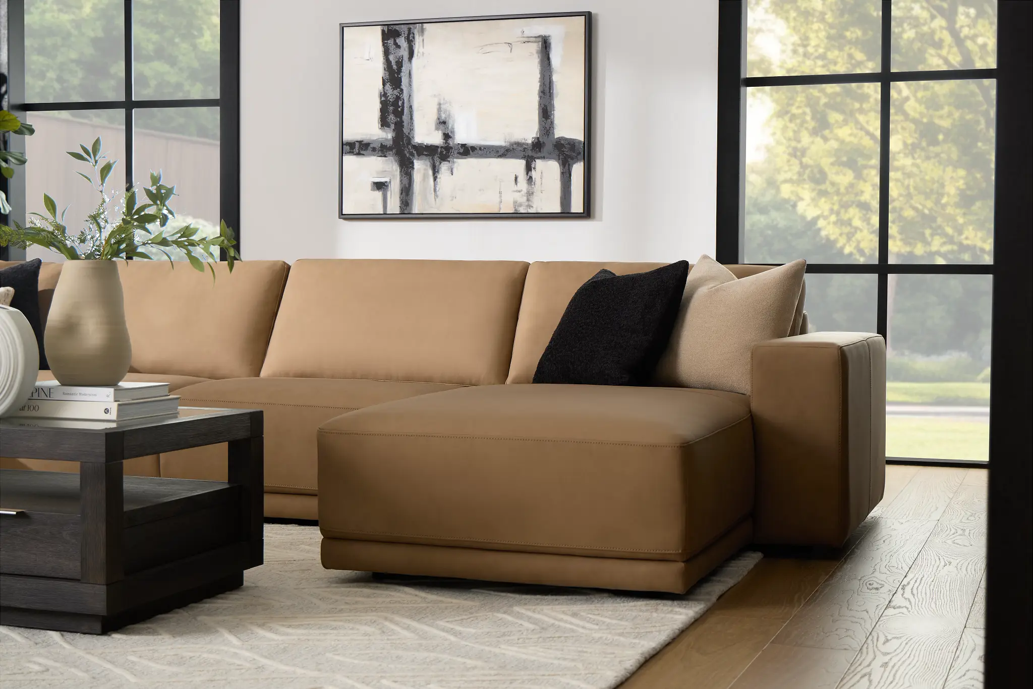 Kellan Light Brown Leather Medium Right Chaise Sectional Kellan Light Brown Leather Medium Right Chaise Sectional