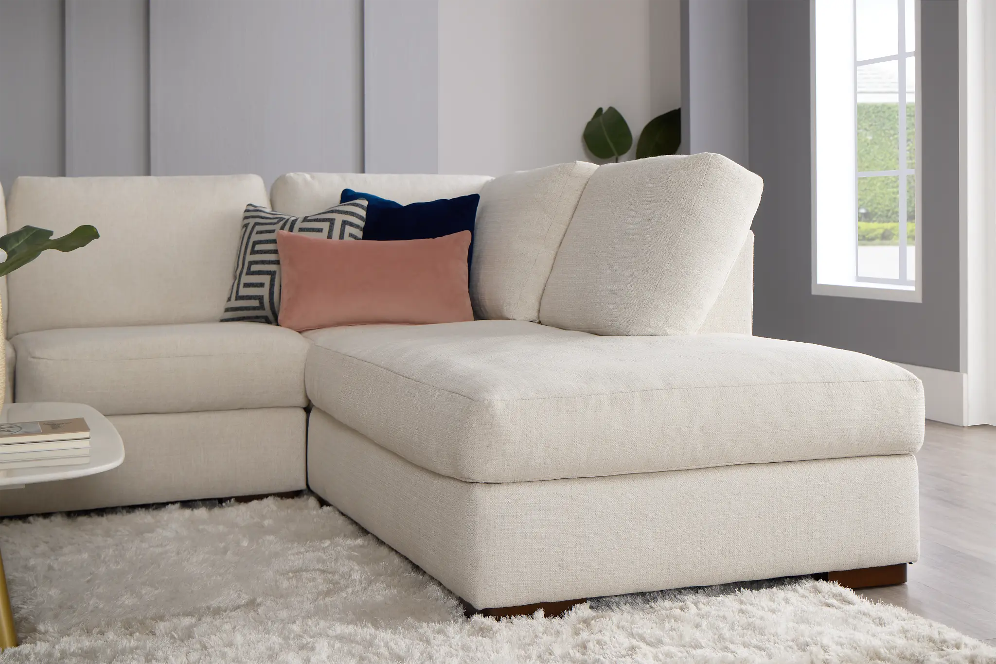 Veronica White Down Right Bumper Sectional Veronica White Down Right Bumper Sectional