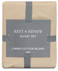Rest & Renew Linen Blend Dark Beige Duvet Set