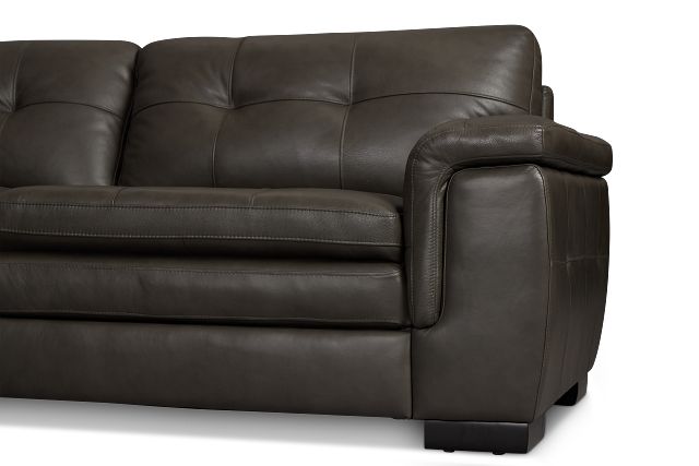 Braden Dark Gray Leather Large Two-arm Sectional