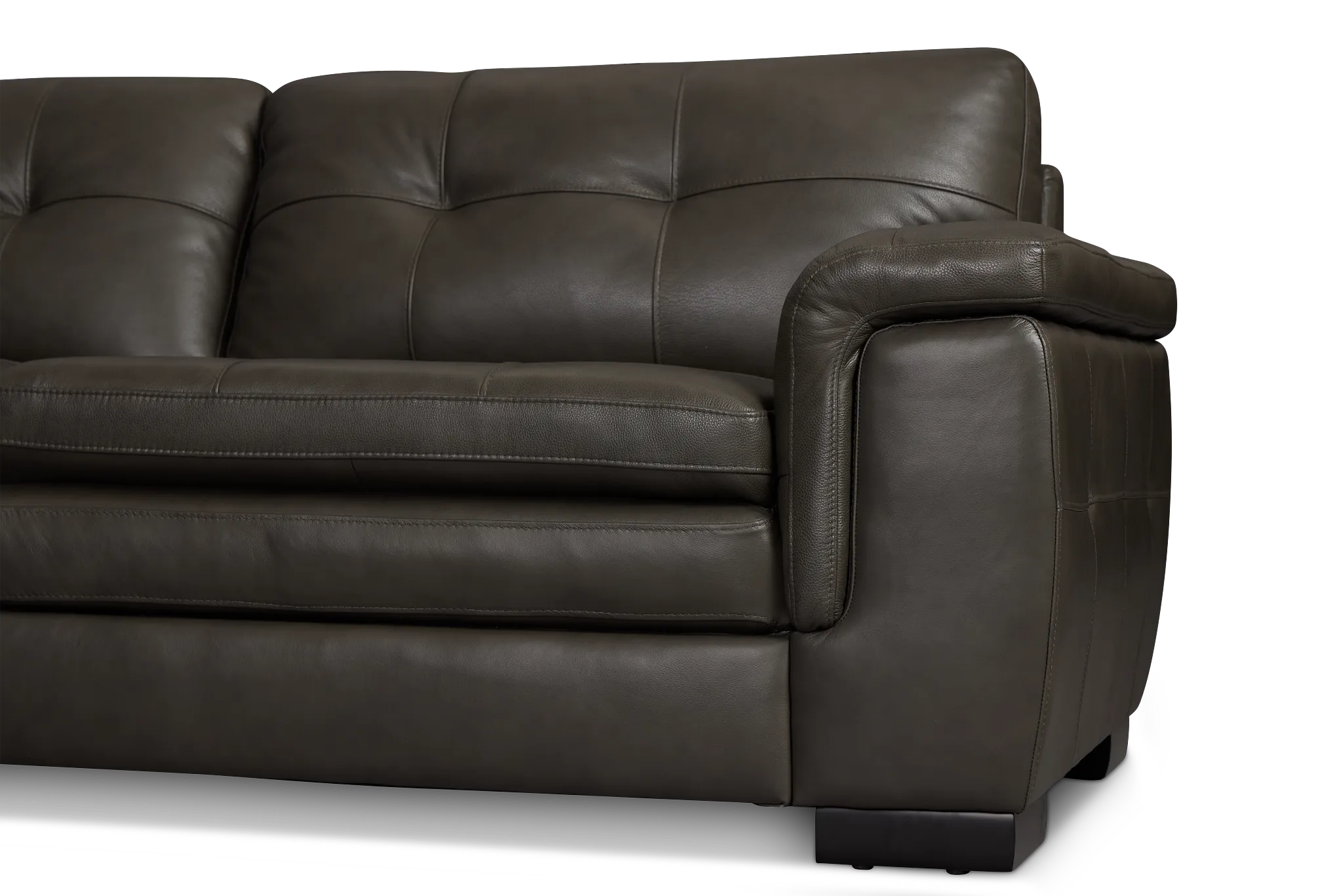 Braden Dark Gray Leather Large Two-arm Sectional