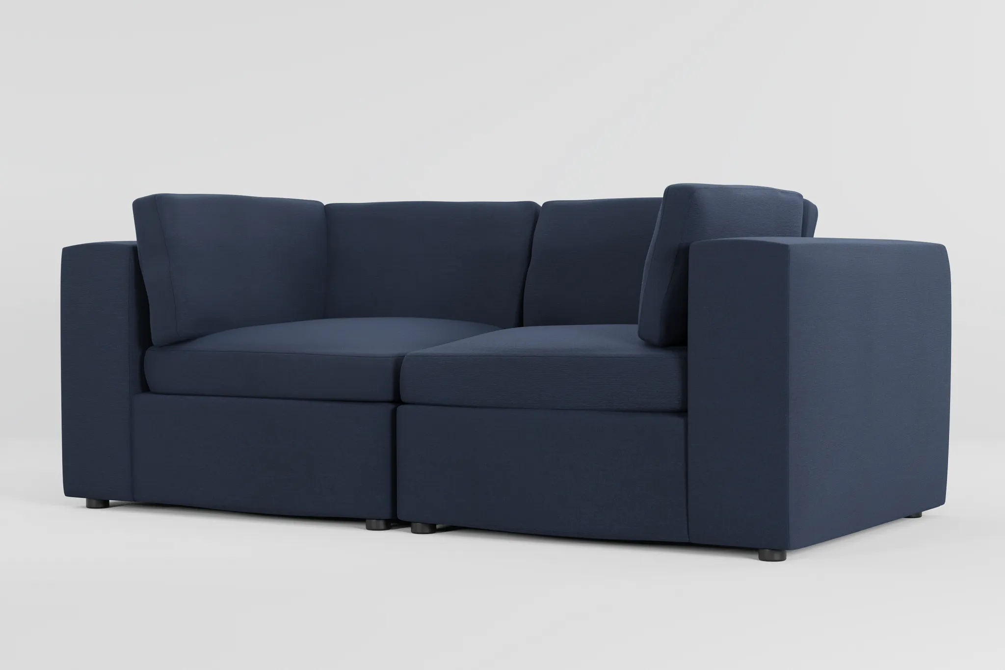 Destin Peyton Dark Blue Fabric 2-piece Modular Sofa