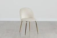 Capri Ivory Velvet Upholstered Side Chair W/ Gold Legs