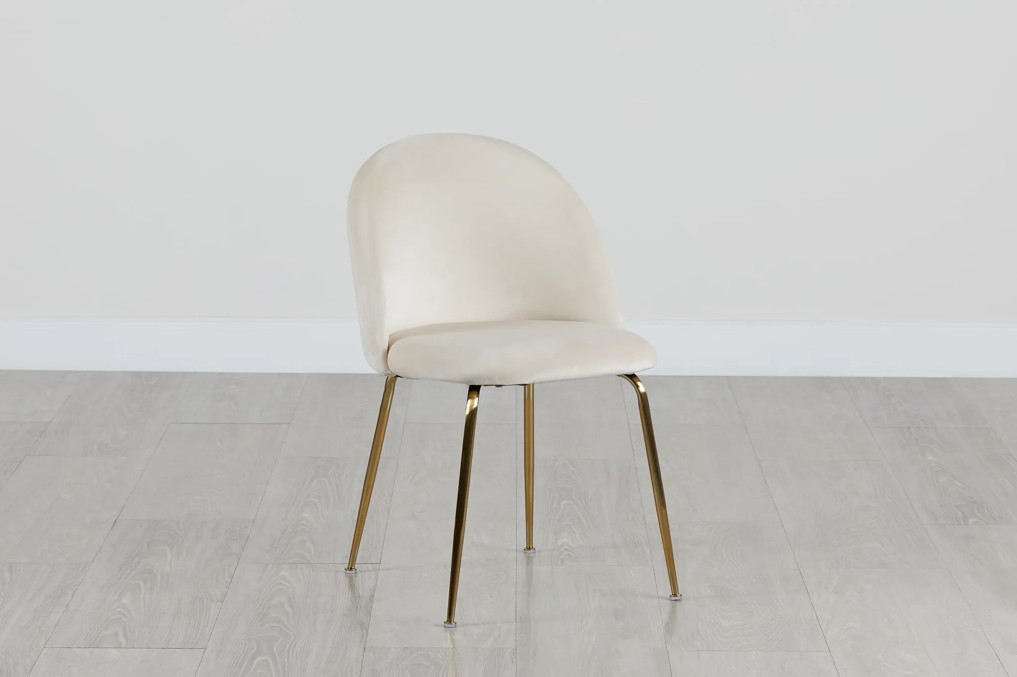 Capri Ivory Velvet Upholstered Side Chair W/ Gold Legs