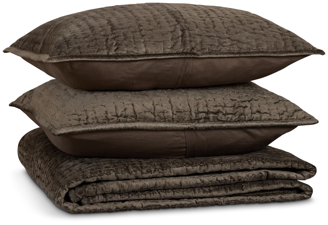 Barin Dark Gray Coverlet Set