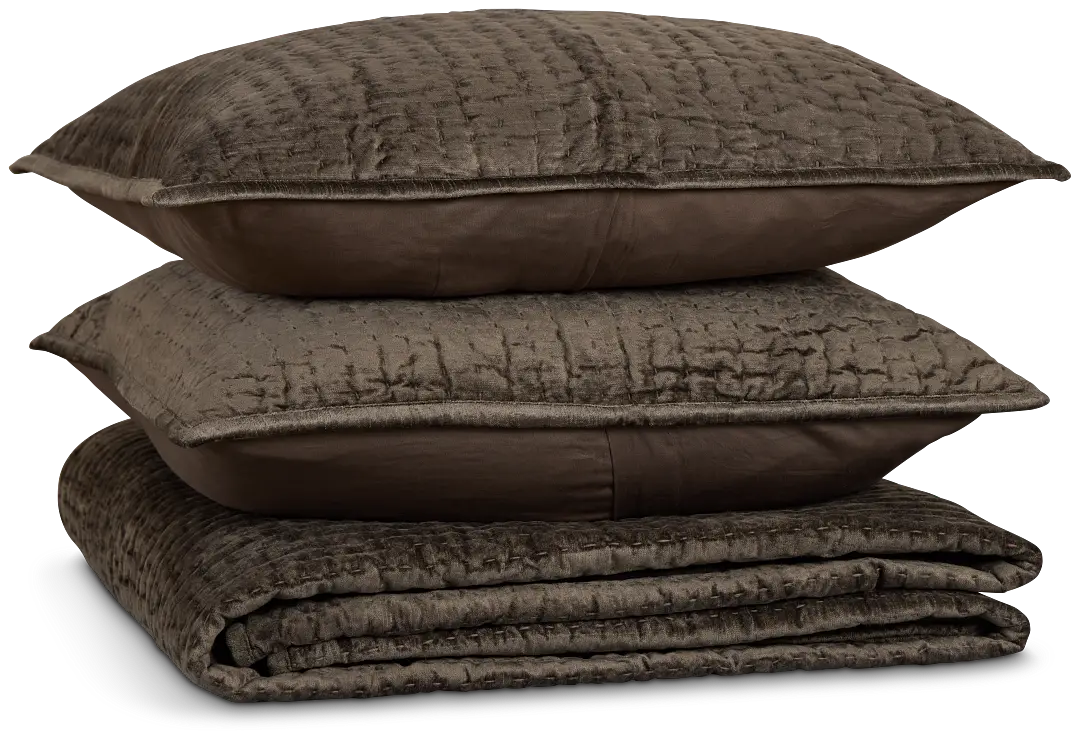 Barin Dark Gray Coverlet Set Barin Dark Gray Coverlet Set