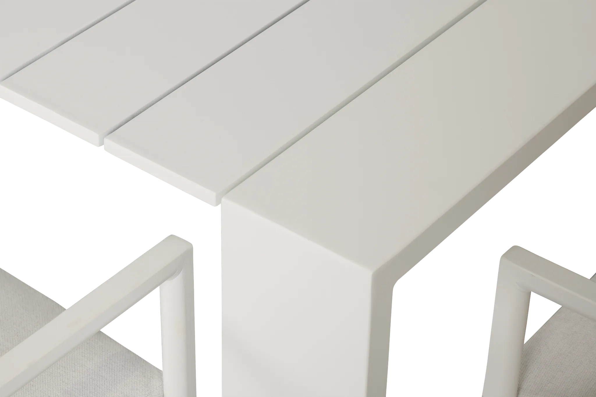 Sunrise White 35" Square Table & 4 Aluminum Arm Chairs