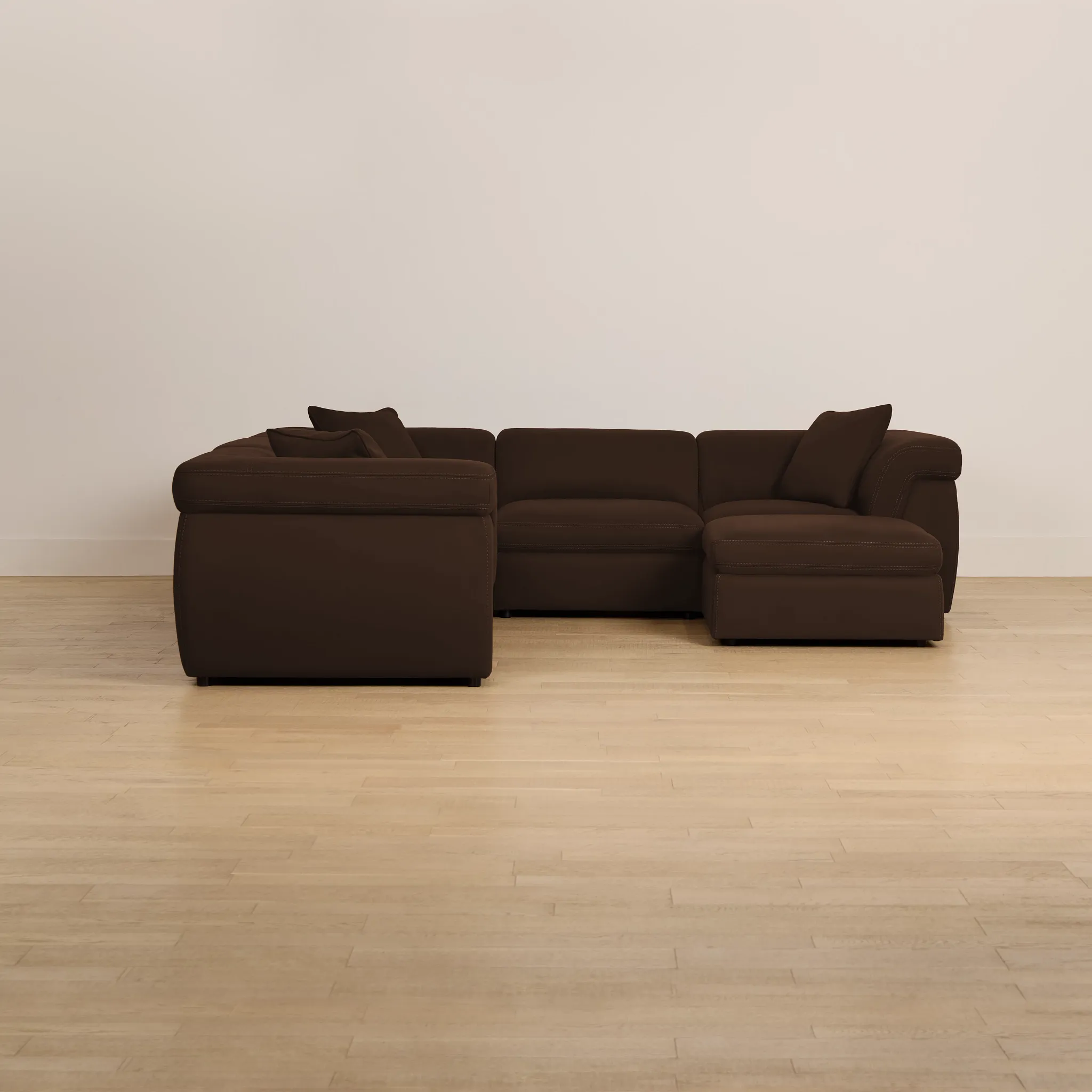 Aria Dark Brown Micro Immersive 5-piece Bumper Sectional W/1 Speaker