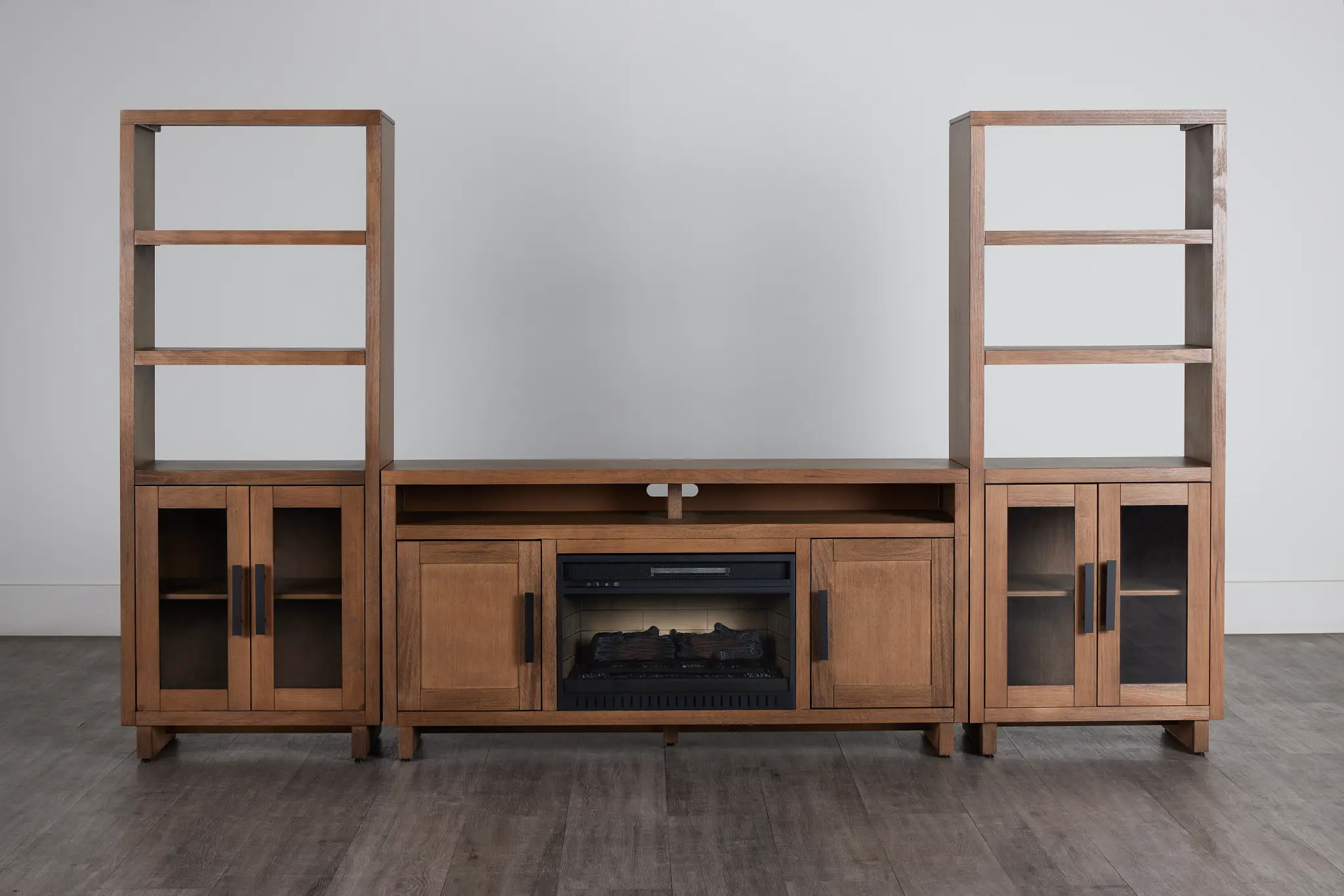 Richmond Light Tone 64" Door Pier Entertainment Wall With Fireplace Richmond Light Tone 64" Door Pier Entertainment Wall With Fireplace