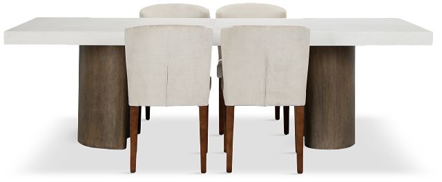 Jensen White Rect Table & 4 Upholstered Chairs