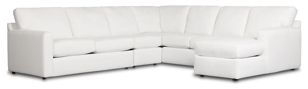 Rhodes White Fabric Large Right Chaise Sectional