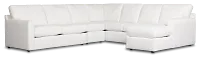 Rhodes White Fabric Large Right Chaise Sectional