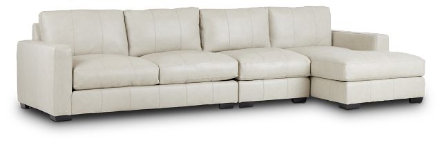 Dawkins Taupe Leather Small Right Chaise Sectional