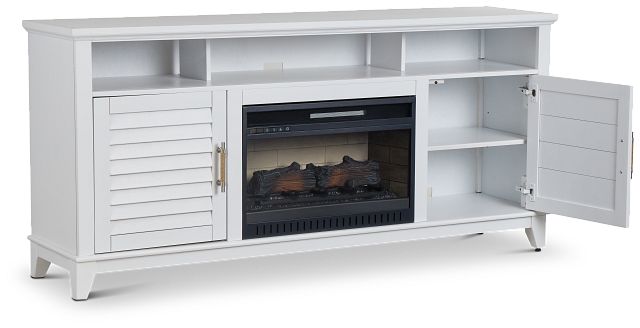 Cape May White 72" Tv Stand With Fireplace Insert