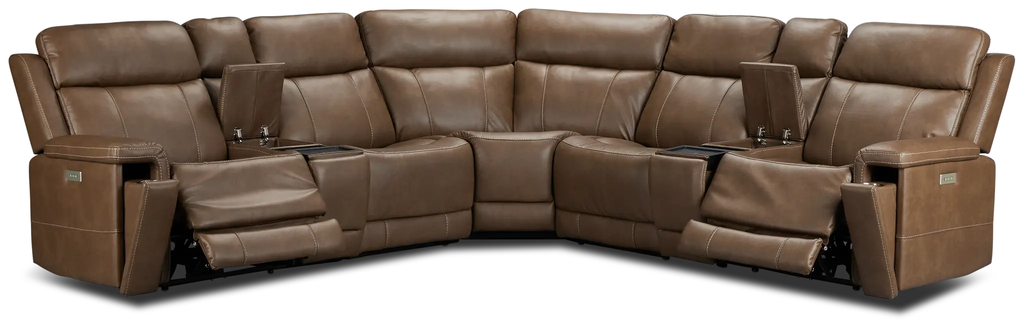 Jayden Brown Micro Large Dual Power Reclining Two-arm Sectional Jayden Brown Micro Large Dual Power Reclining Two-arm Sectional