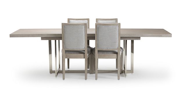 Tribeca Light Tone Trestle Table & 4 Wood Chairs (3)