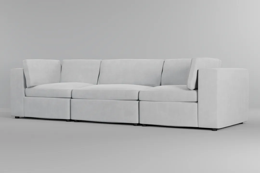 Destin Peyton White Fabric 3-piece Modular Sofa