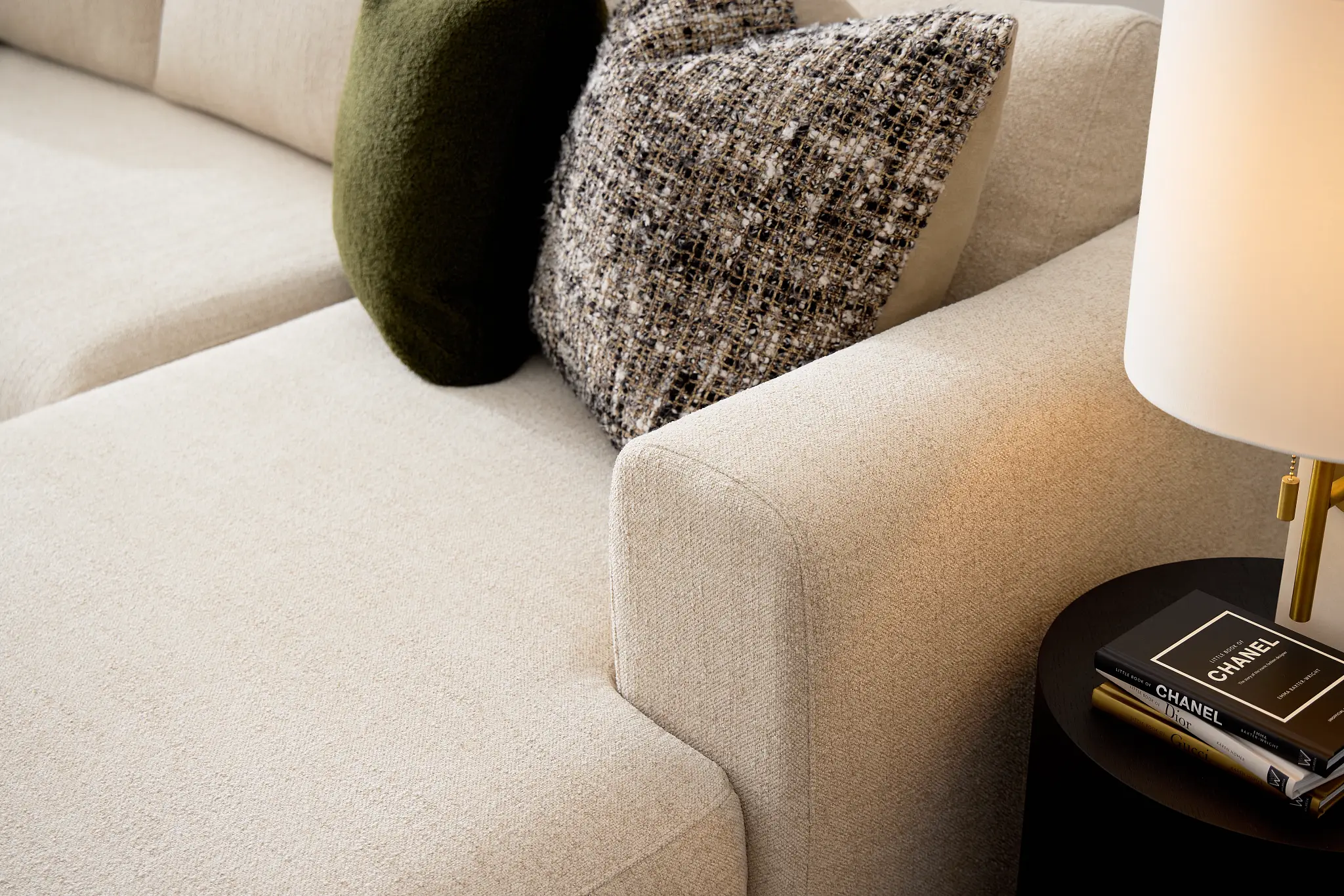 Alma Light Beige Fabric Medium Right Chaise Sectional Alma Light Beige Fabric Medium Right Chaise Sectional