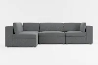 Destin Delray Dark Gray Fabric 4-piece Modular Sectional