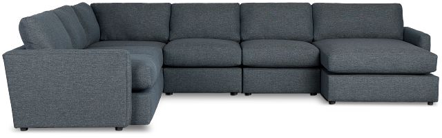 Noah Dark Blue Fabric Large Right Chaise Sectional
