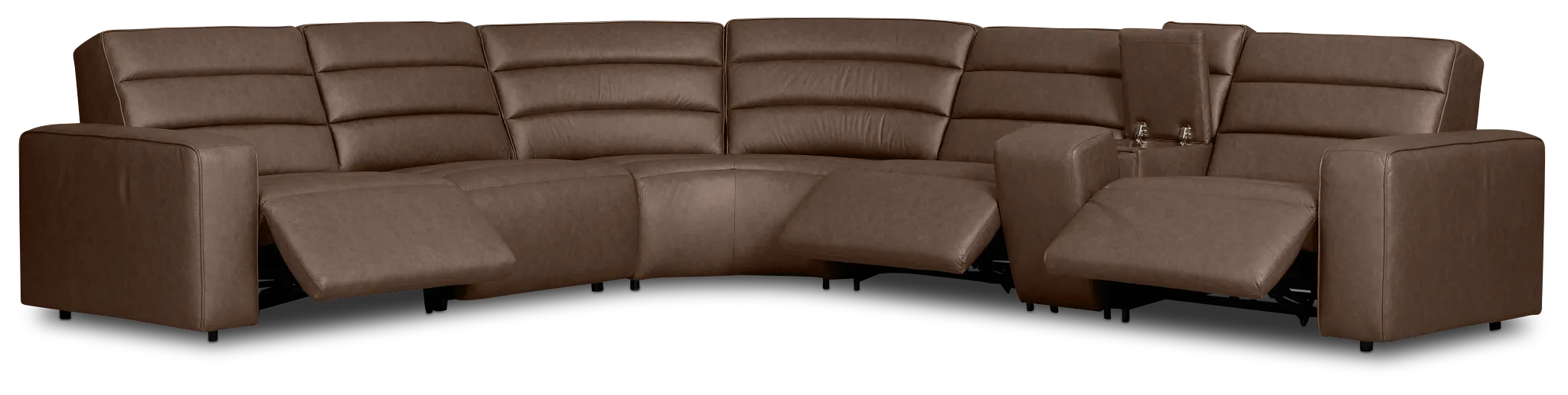 Sawyer Dark Brown Micro Medium Triple Power 2-arm Sectional