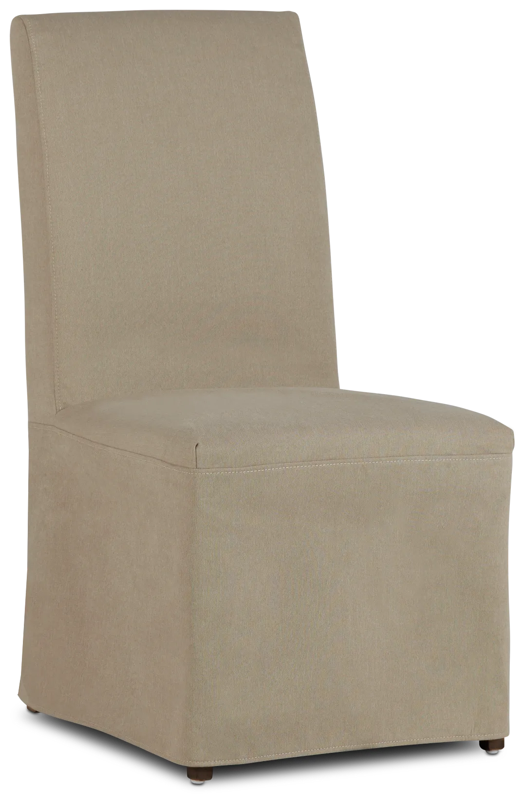 Destination Beige Long Slipcover Chair With Dark-tone Leg